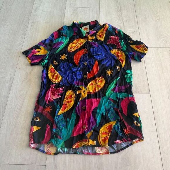 FARM Rio Tops - FARM Rio Mystic Jungle Short Sleeve Camp Shirt, relaxed fit, size m